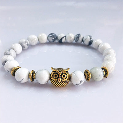 Owl Tiger's Eye Volcanic Stone Energy Bracelet