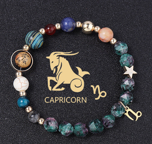 Natural Stone Twelve Constellations Bracelets Cut Hemp Stone Fashion