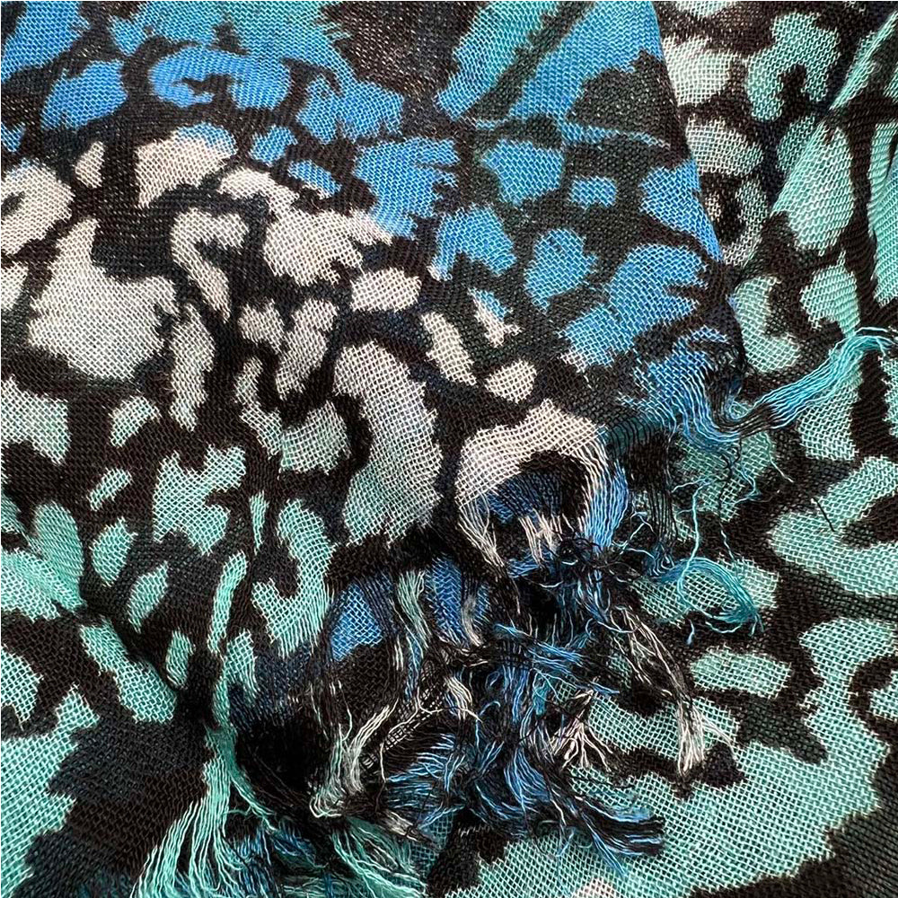 Turquoise Printed Viscose Scarf - Long Boho Scarf 72inchx22inch