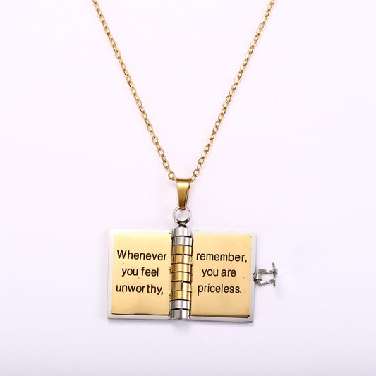 My Little Star Book Necklace For Daughter Son 18 Inch Stainless Steel Chain Gold Hardware Love Jewelry Birthday Graduation Gift