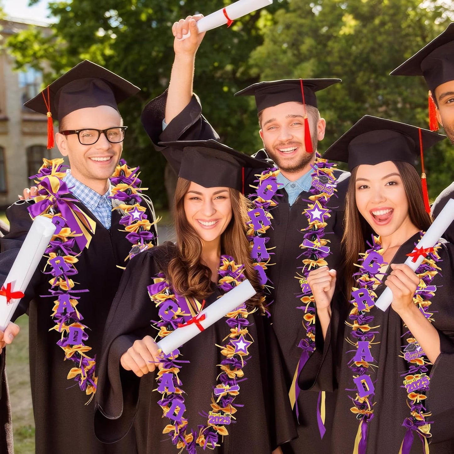 Graduation Lei Graduation Ribbon Leis Graduation Kukui Nut Leis Purple And Gold Braided Lei Honor Cord Class Of College Gift Congrats Grad Party Supplies Clearance
