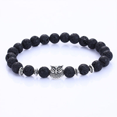 Owl Tiger's Eye Volcanic Stone Energy Bracelet