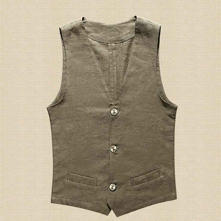 New men's linen vest cotton and linen jacket