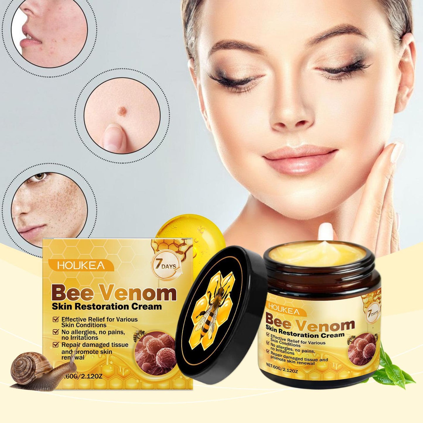 Houkeya Bee Skin Care Cream - Mole Removal & Moisturizing