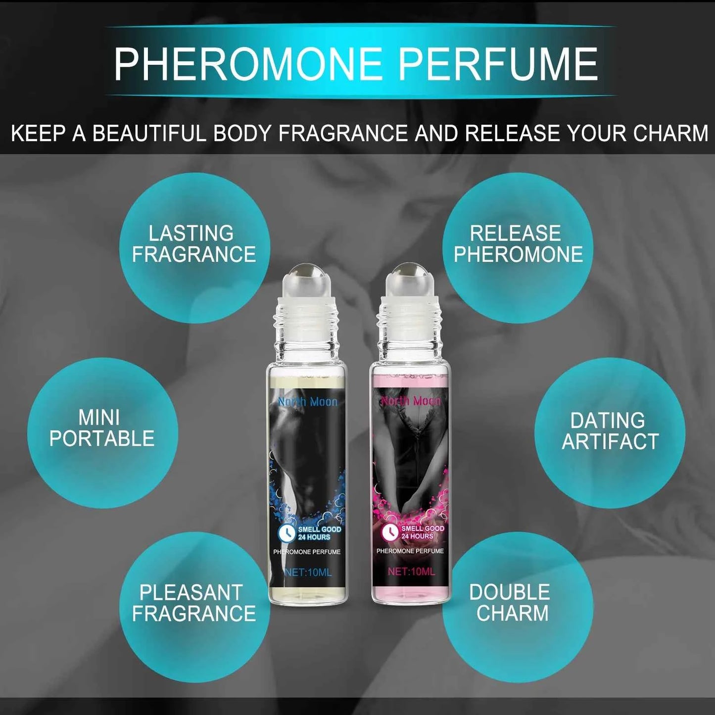 North Moon 10ml Pheromone Perfume Roller Ball Flirt Seduction Charming Atmosphere Lasting Fragrance Dating Romantic Perfume