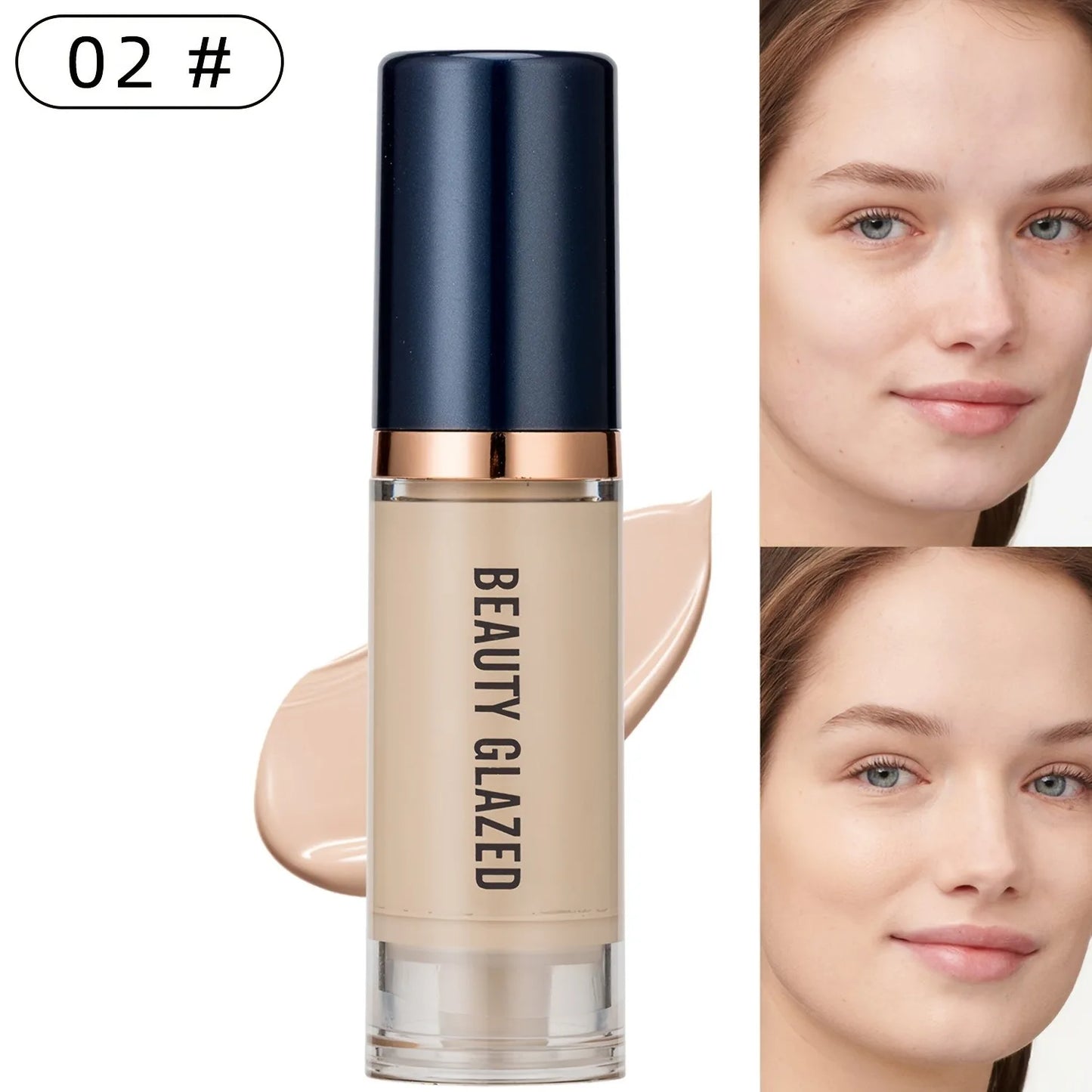 Beauty Glazed 6 Color Liquid Foundation Concealer - Full Coverage, Long-Lasting, Waterproof, Natural Effect, - AMULET RING STORE