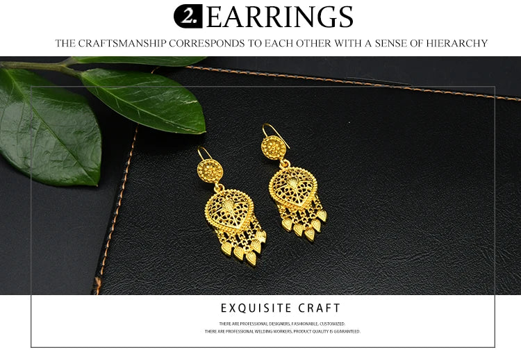 ANIID Dubai Plated Jewelry Set For Women Indian Earring and Necklace Nigeria Moroccan Bridal Accessorie Wedding Bracelet Gifts