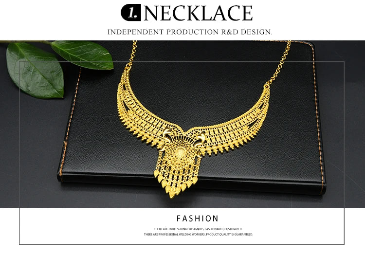ANIID Dubai Plated Jewelry Set For Women Indian Earring and Necklace Nigeria Moroccan Bridal Accessorie Wedding Bracelet Gifts