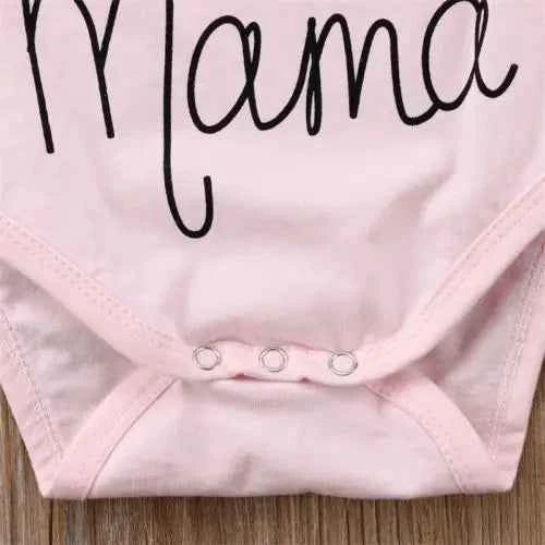 Newborn Clothes Baby Girls Letter Print O-neck Bodysuit + Bow Headband Kids 2pc Set Toddler Girl Cotton Sleeveless Ruffle Outfit - AMULET RING STORE