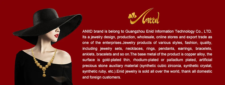 ANIID Dubai Plated Jewelry Set For Women Indian Earring and Necklace Nigeria Moroccan Bridal Accessorie Wedding Bracelet Gifts