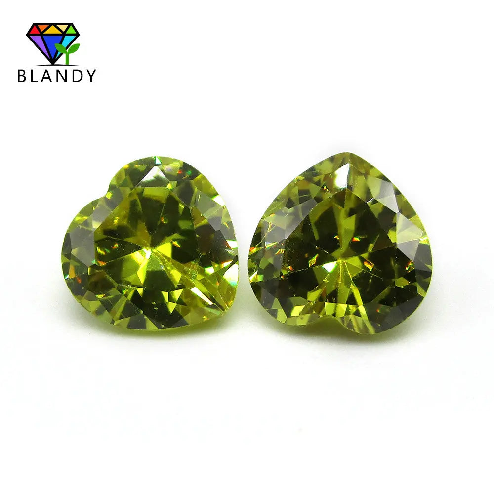 Cubic Zirconia Stone Hot Size 3x3~12x12mm Heart Cut CZ Beads Peridot Yellow Synthetic Gems For Jewelry - AMULET RING STORE