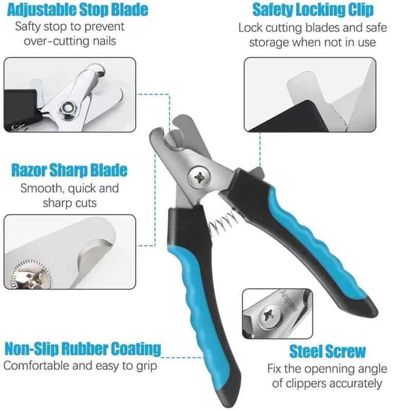 Professional Pet Nail Clipper with Safety Guard Stainless Steel Scissors Cat Dog for Claw Care Grooming Supplies Size Fits - AMULET RING STORE