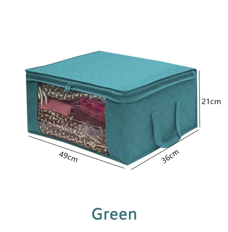 1Piece Large Storage Box Zipper Cover Window Folding Organizer Bedroom Shelf Wardrobe Cloth Toy Fabric Foldable Box For Objects - AMULET RING STORE