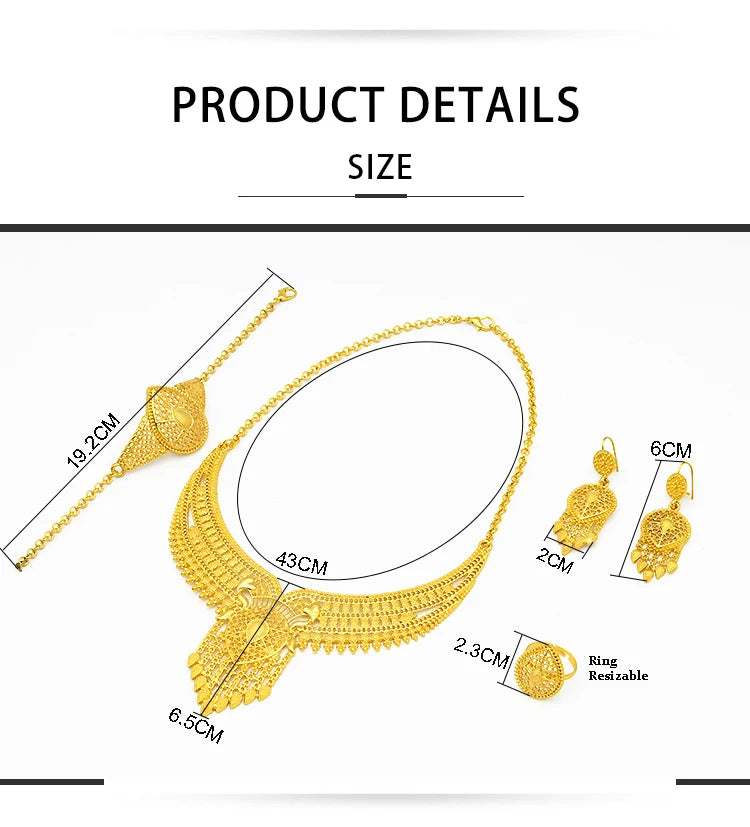 ANIID Dubai Plated Jewelry Set For Women Indian Earring and Necklace Nigeria Moroccan Bridal Accessorie Wedding Bracelet Gifts