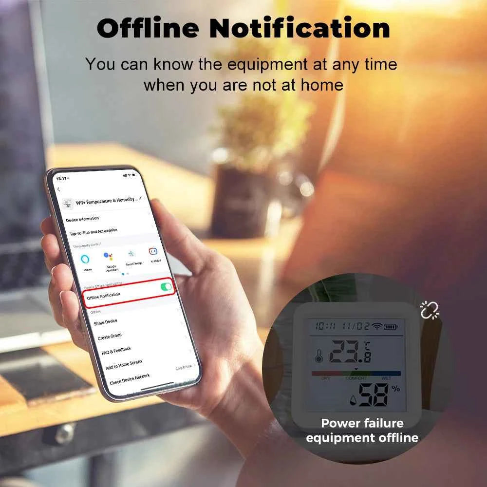 Tuya ZigBee Smart Home Temperature Humidity Sensor with BackLight LCD Works With Google Assistant and Need Tuya Zigbee Hub - AMULET RING STORE