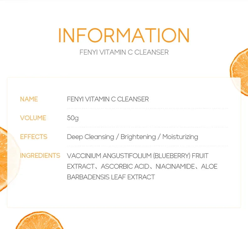 Vitamin C Facial Cleanser Skin Cleansing Moisturizing Blackhead Remove Skincare Face Wash Foam Face Cleanser 50g