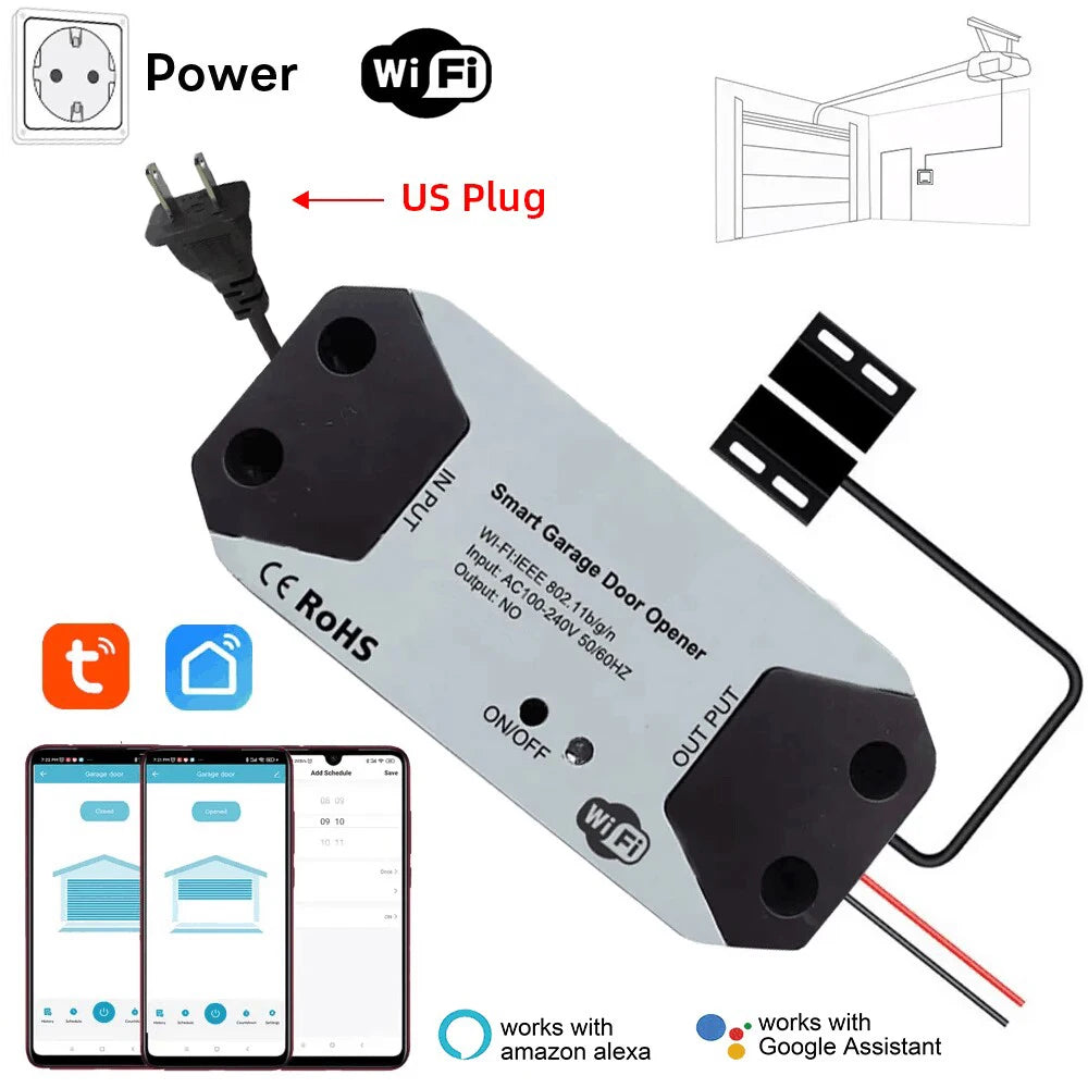 Tuya WiFi Switch Garage Door Controller Smart Door Opener Work with Alexa Google Home Smart Life Tuya APP Control No Hub Require - AMULET RING STORE