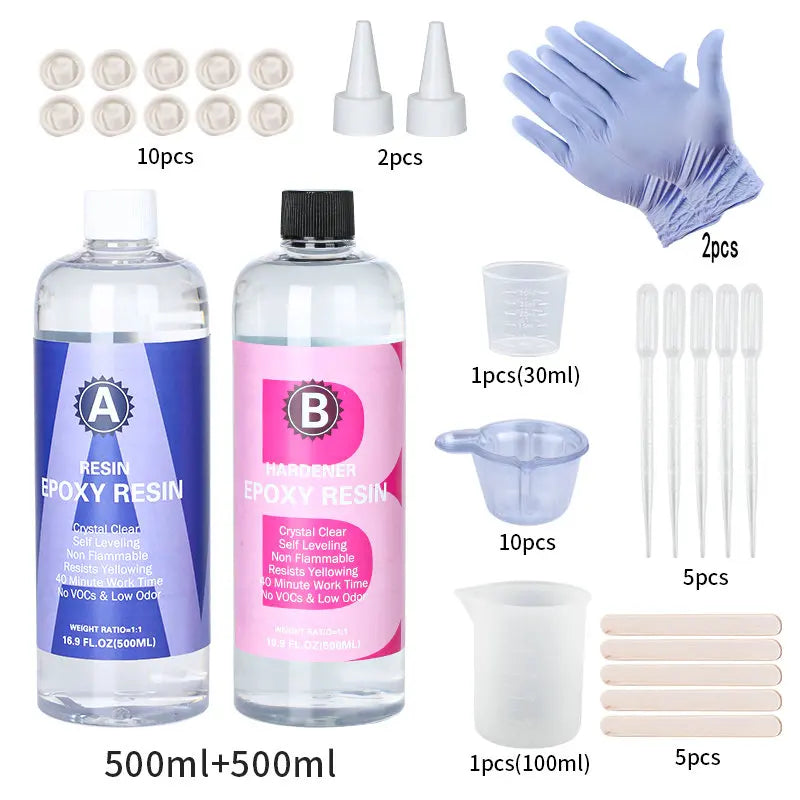 1:1 Crystal Clear Epoxy Resin Kit High Gloss & Bubbles Free Art Resin Supplies for Coating and Casting Craft DIY Jewelry Making - AMULET RING STORE