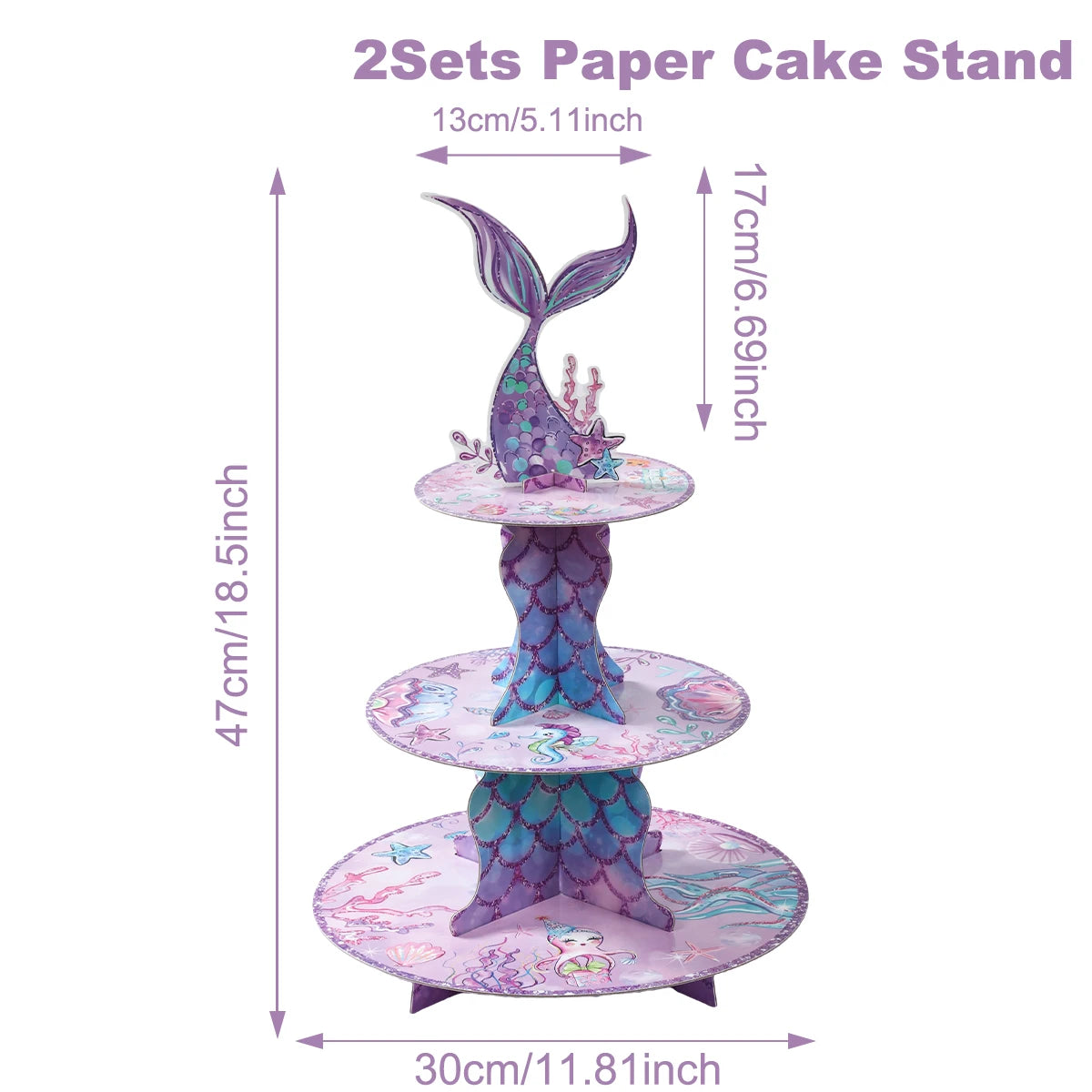 Cake Display Stand Jungle Mermaid Birthday Party Decorations Kids Dessert Holder Cake Tray Butterfly Baby Shower Cupcake Support - AMULET RING STORE