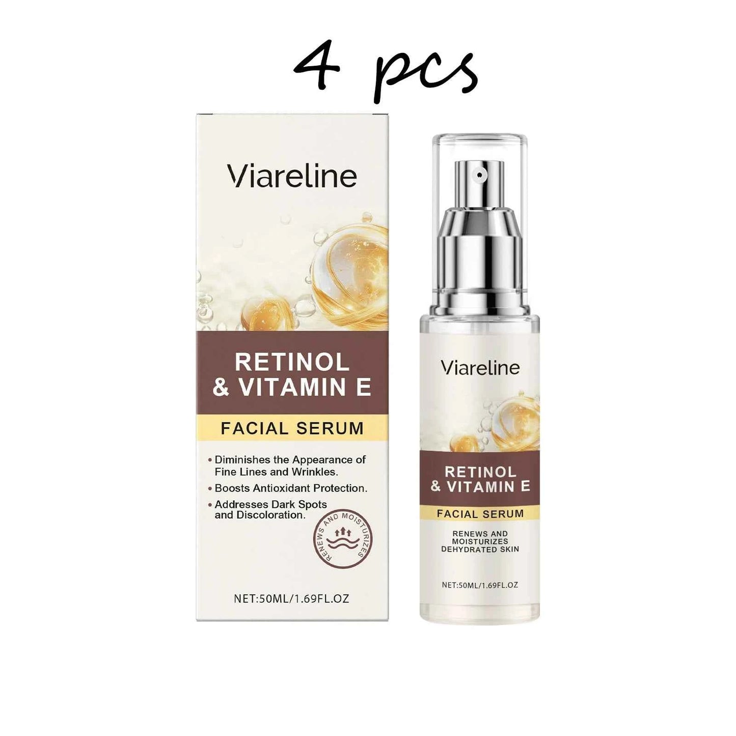 Viareline Retinol Facial Serum Gentle Hydrating Remove Dark Spots Fade Fine Lines Lasting Booster Glowing Daily Skin Face Serum