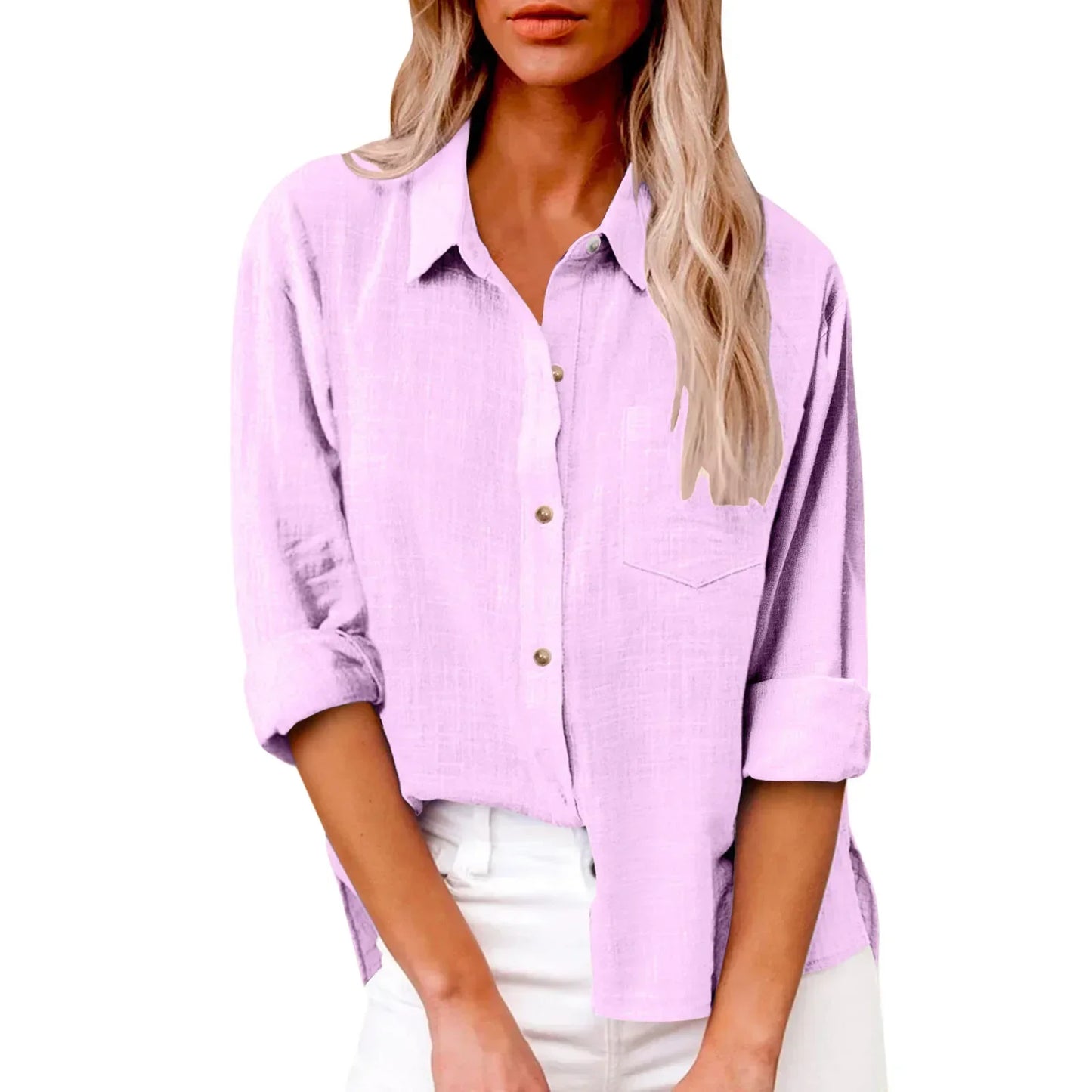 Cotton Linen Long Sleeve Shirts for Women T Shirt Solid Fashion T-Shirt Woman Clothes Tshirt Elegant Casual Tops Tees Streetwear