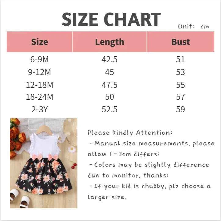 Baby Girl Summer Clothes Floral Print Sleeveless Dresses Pastoral Style Wedding Party Dress with Bow for Toddler Girl 0-3 Years - AMULET RING STORE