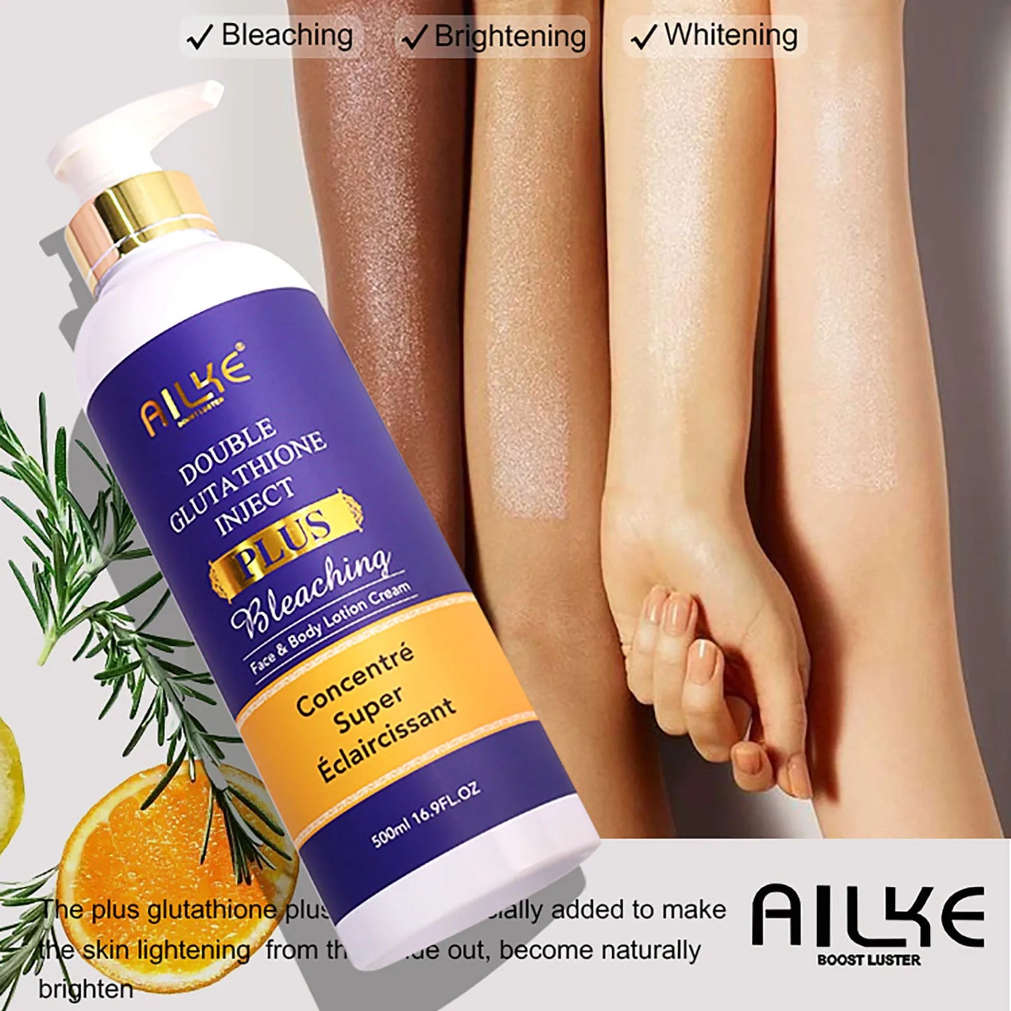 AILKE Natural Glow Serum, Brightening Face & Body Serum, Lighten Facial Serum, Clean Skin, Support Private Customized LOGO