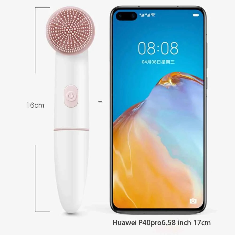 Electric Facial Cleanser Battery Powered Waterproof Vibrating Face Cleaning Brush 2 Speed Face Deep Washing Massaging Device