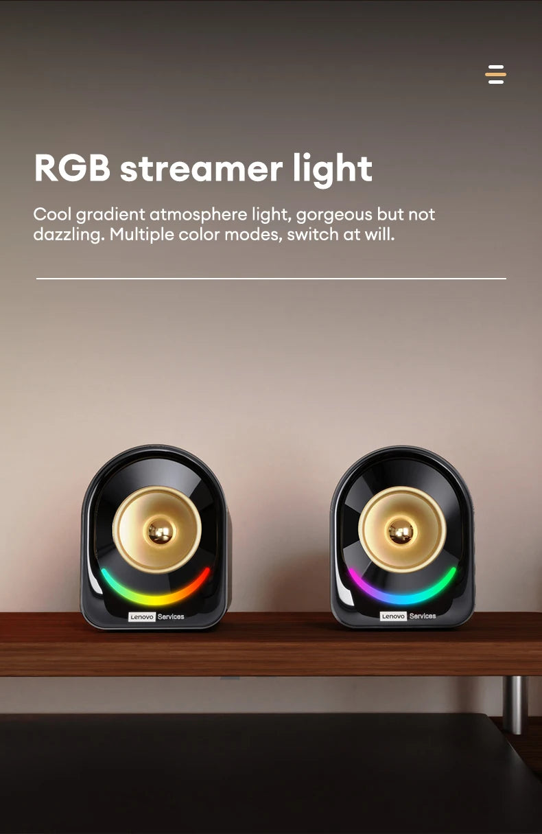 New Lenovo A02 Wireless Bluetooth V5.4 Speaker With Dual Mode RGB Light Wired Loudspeaker Vibrant Stereo Sound Camping Soundbox