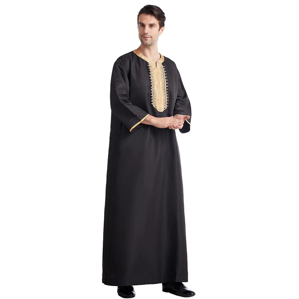 Jubba Thobe For Man Islamic Muslim Clothing Fashion Moroccan Saudi Arabic Dubai Oman Adult Long Sleeve Plus Size Casual Kaftan