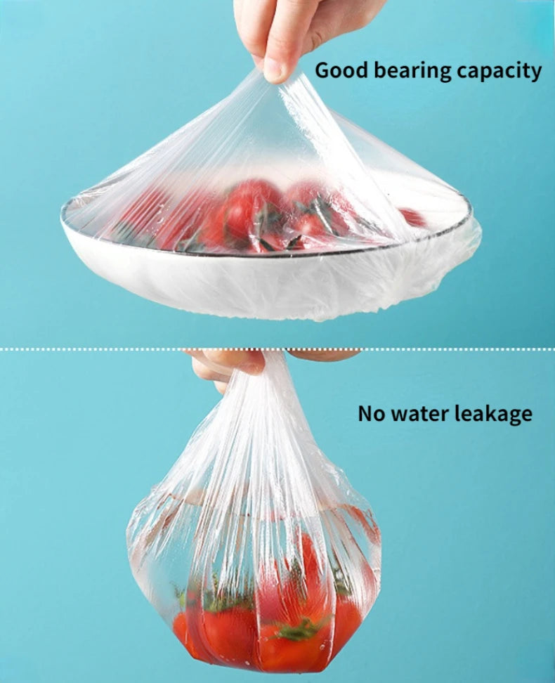 100/200/300/500pcs Saran Wrap Disposable Food Cover Food Grade Fruit Vegetable Storage Bag Elastic Kitchen Fresh Keeping Bag