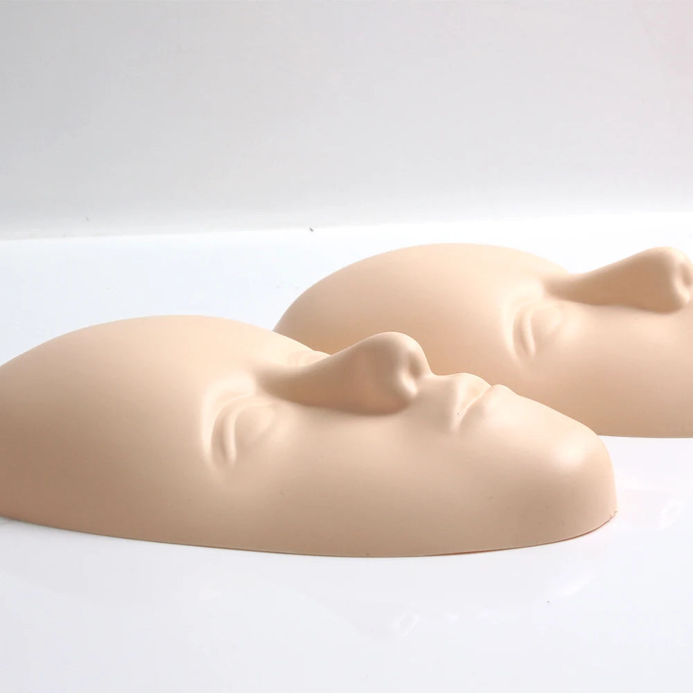 2pcs/Set 5D Facial Tattoo Training Head Silicone Practice Permanent Makeup Lip Eyebrow Tattoo Skin Mannequin Doll Face Head