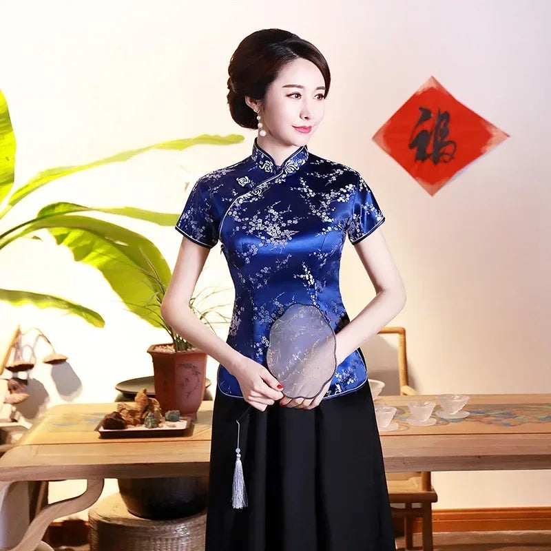 Elegant Ethnic Style Streetwear Cheongsam Qipao Tees Fashion Clothes Tshirts Vintage Shirts for Women Y2k Tops Women Clothing