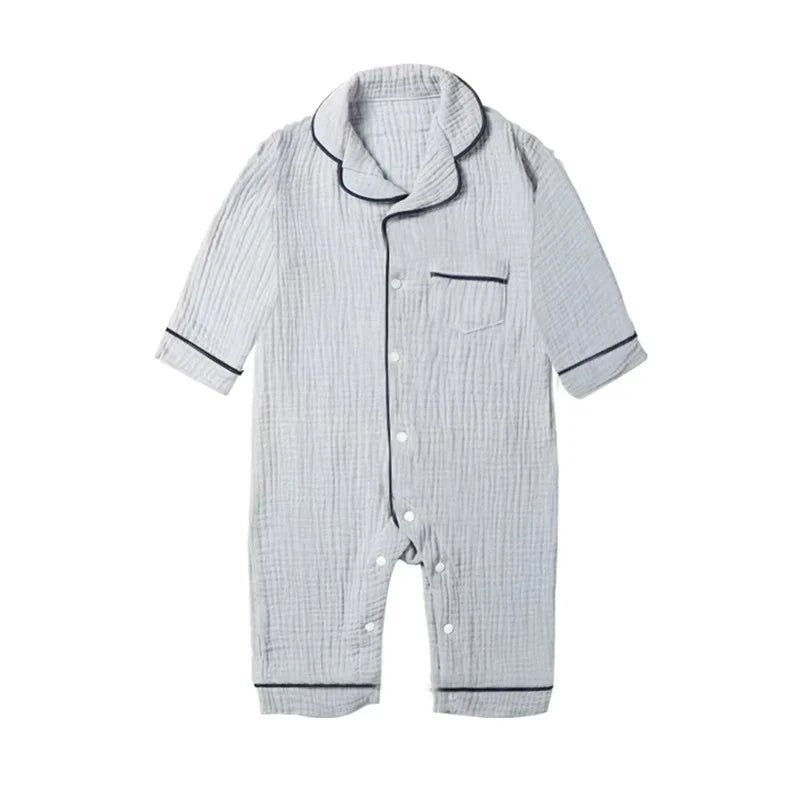 Baby Sleepwear for Boy Girl Organic Cotton White Romper Newborn Pajama Muslin Long-sleeved Onesie Kids Clothe Toddler Jumpsuit - AMULET RING STORE