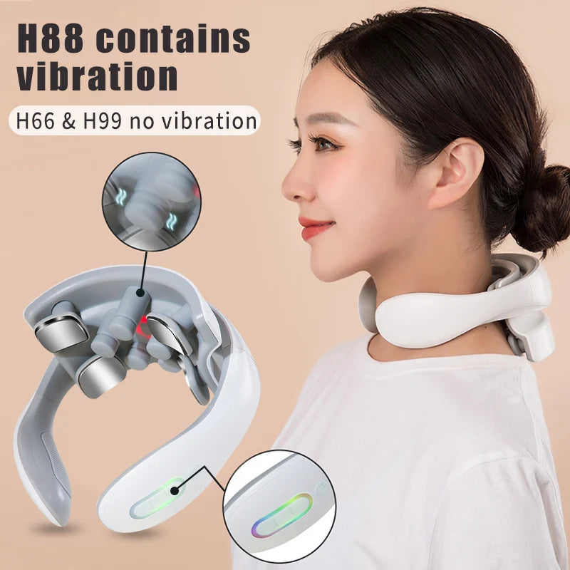 Vibration Neck Masssger Rechargeable Low Frequency Pulse Cervical Massager Smart Electric Neck Massager Hot Compress Massage