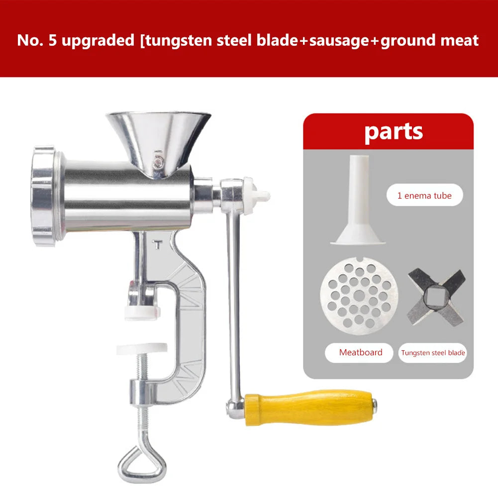 Manual Meat Grinder Aluminum Powerful Home Sausage Stuffer Filler Hand Crank Mincer Vegetable Chopper Pepper Kitchen Supplies - AMULET RING STORE