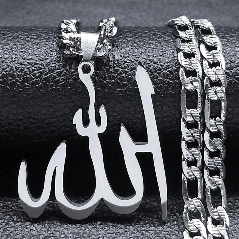 Arabic Allah God Pendant Necklace for Men Women Stainless Steel Gold Plated Islamic Muslim Amulet Necklaces Jewelry N3238S05 - AMULET RING STORE