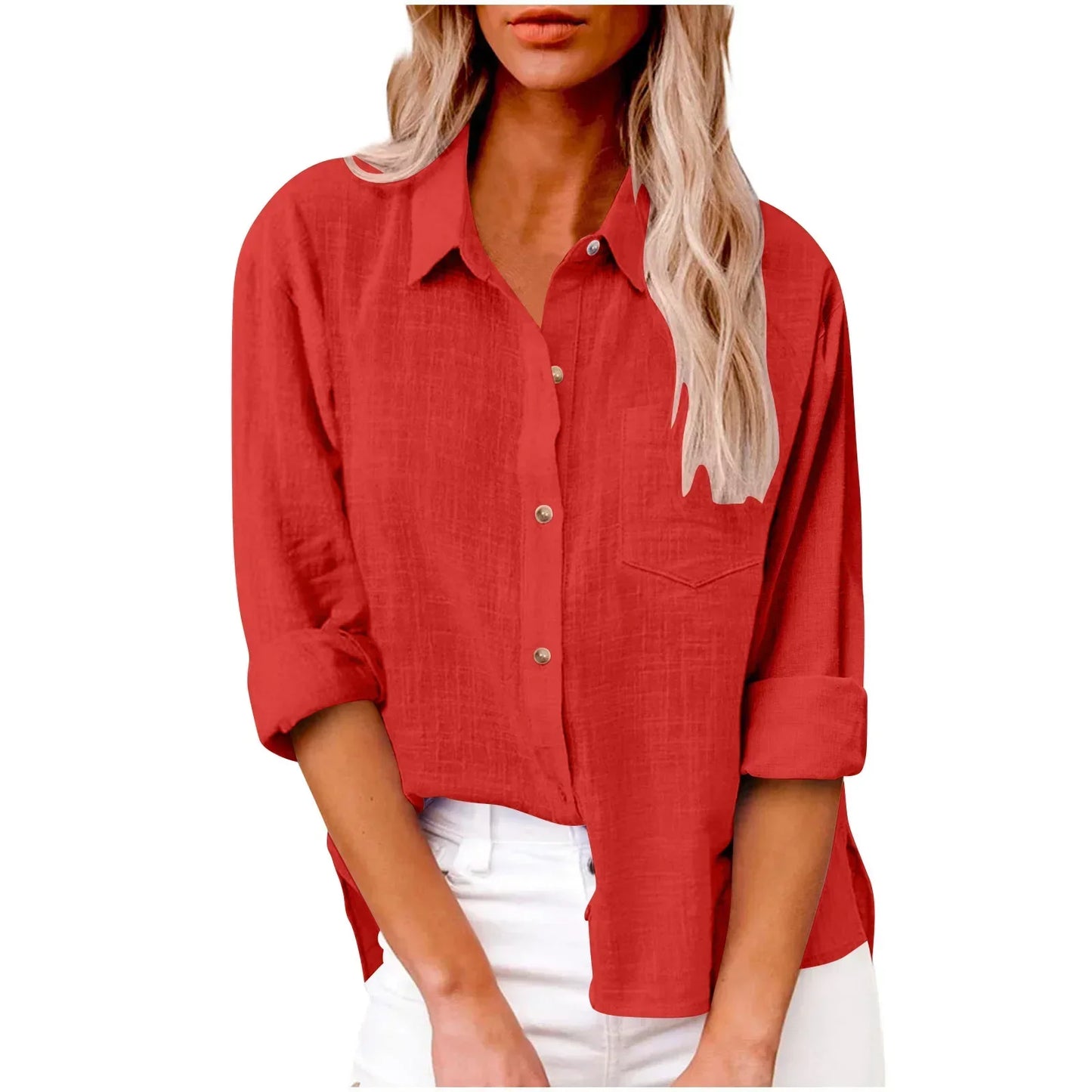 Cotton Linen Long Sleeve Shirts for Women T Shirt Solid Fashion T-Shirt Woman Clothes Tshirt Elegant Casual Tops Tees Streetwear