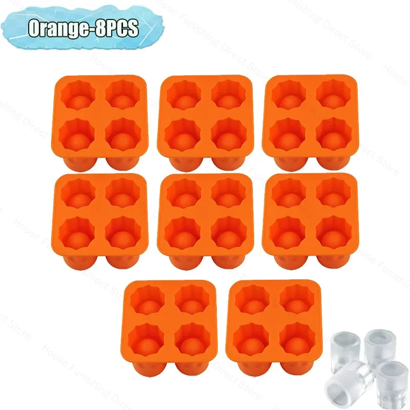 4Cup Shape Silicone Ice Cube Mold Tray for Summer Bar Party DIY Cold Drinks Kitchen Essential Ice Cup Maker Compartment Mold - AMULET RING STORE