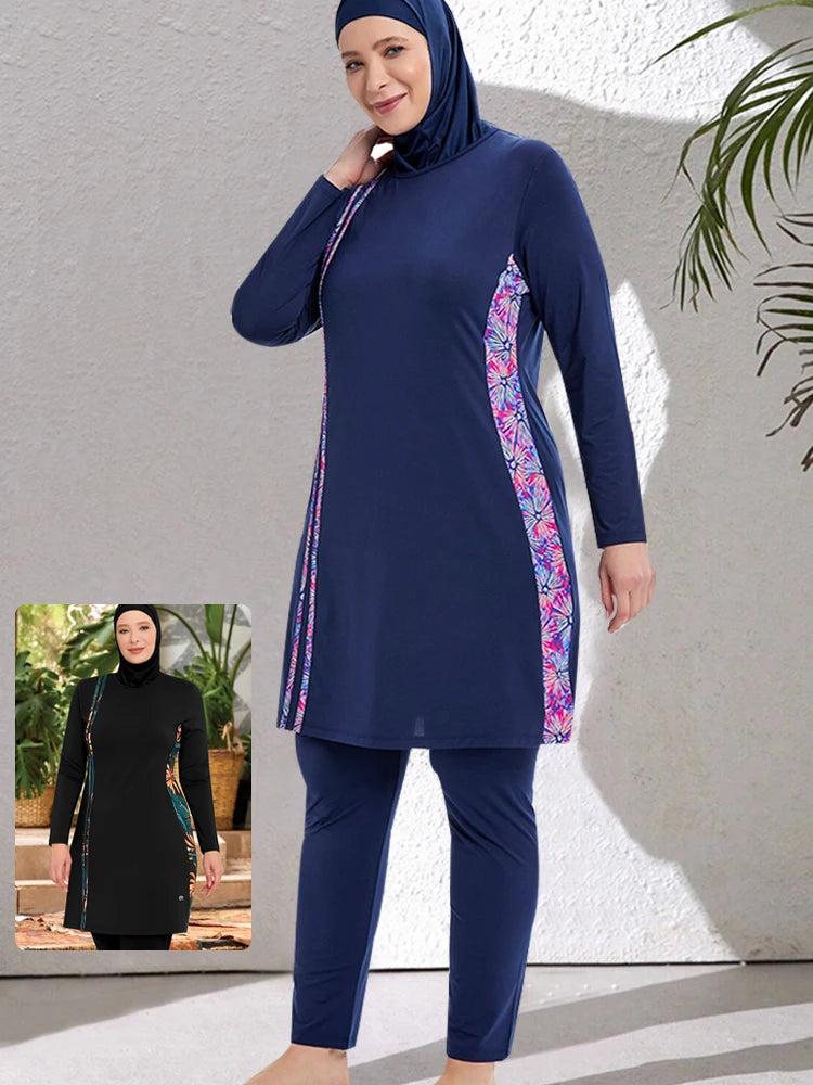 3PCS Thin Style Sporty Muslim Swimwear Burkini Femmes Women Modest Swimsuit Bathing Suit Hijab Top Pant (No built-in Bra)