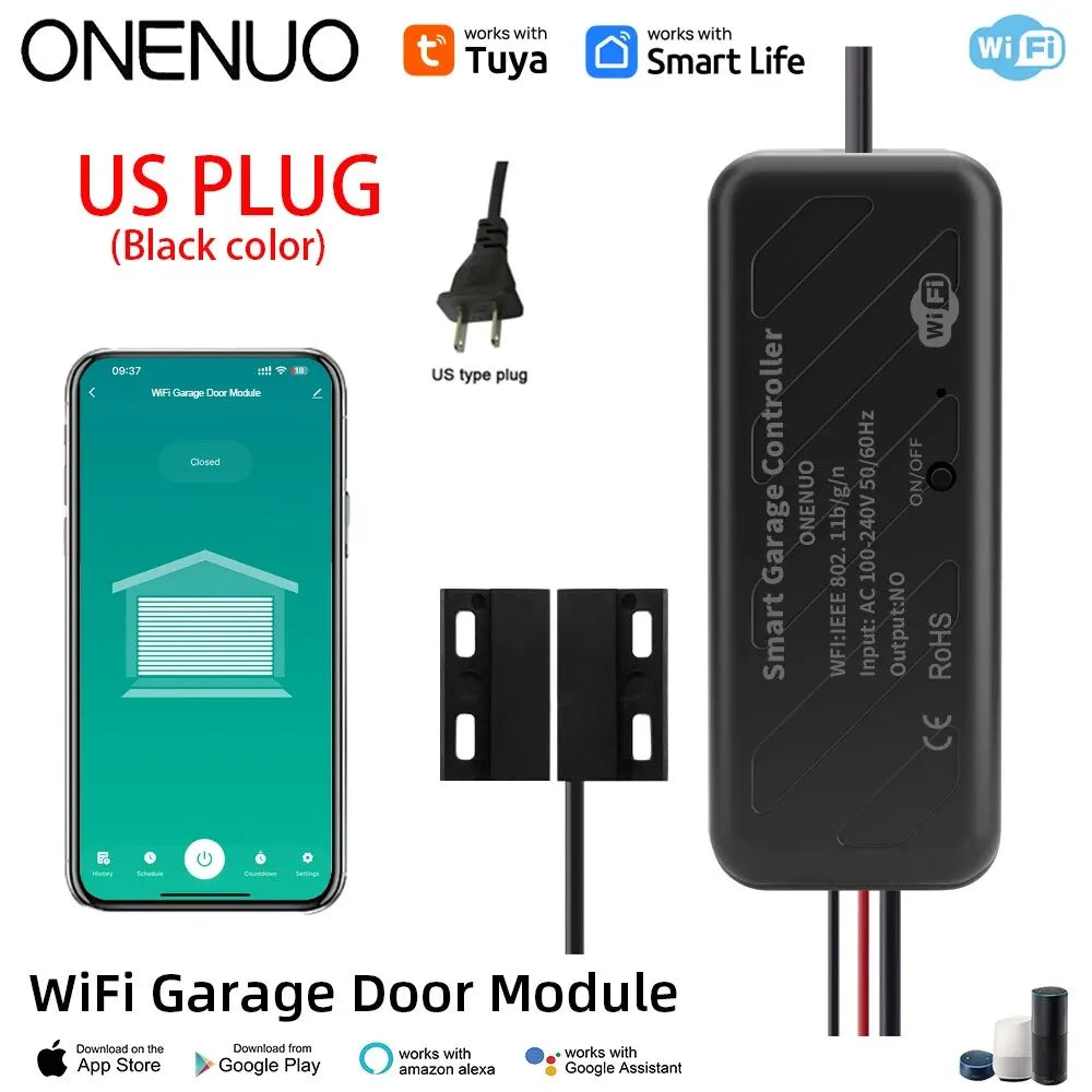 Tuya WiFi Switch Garage Door Controller Smart Door Opener Work with Alexa Google Home Smart Life Tuya APP Control No Hub Require - AMULET RING STORE