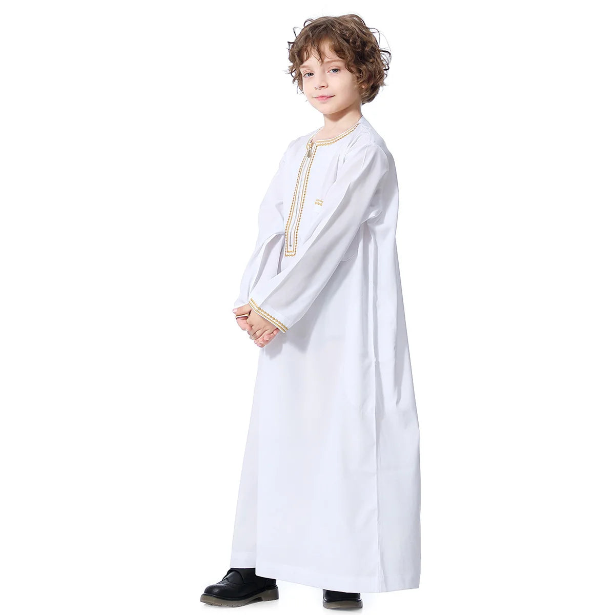 Small Size Muslim Man Clothing Islamic Muslim Arabic Men's Robe Long Sleeve Embroidered Stand Collar Arabian Thobe