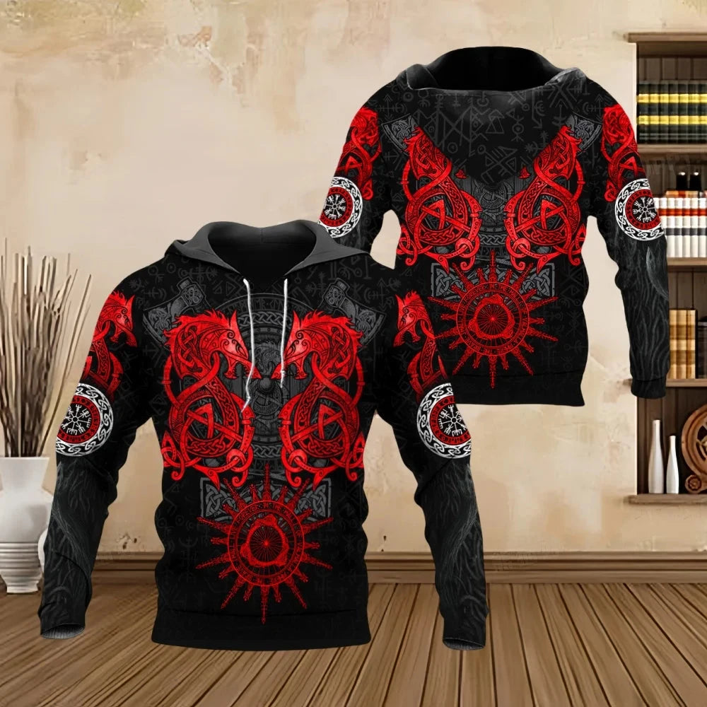 Fashion Men Hoodies Four Seasons Vintage Skull 3D Print Pullover Sweatshirts Men Comforts Kangaroo Pocket Y2k Hoodies Clothing - AMULET RING STORE