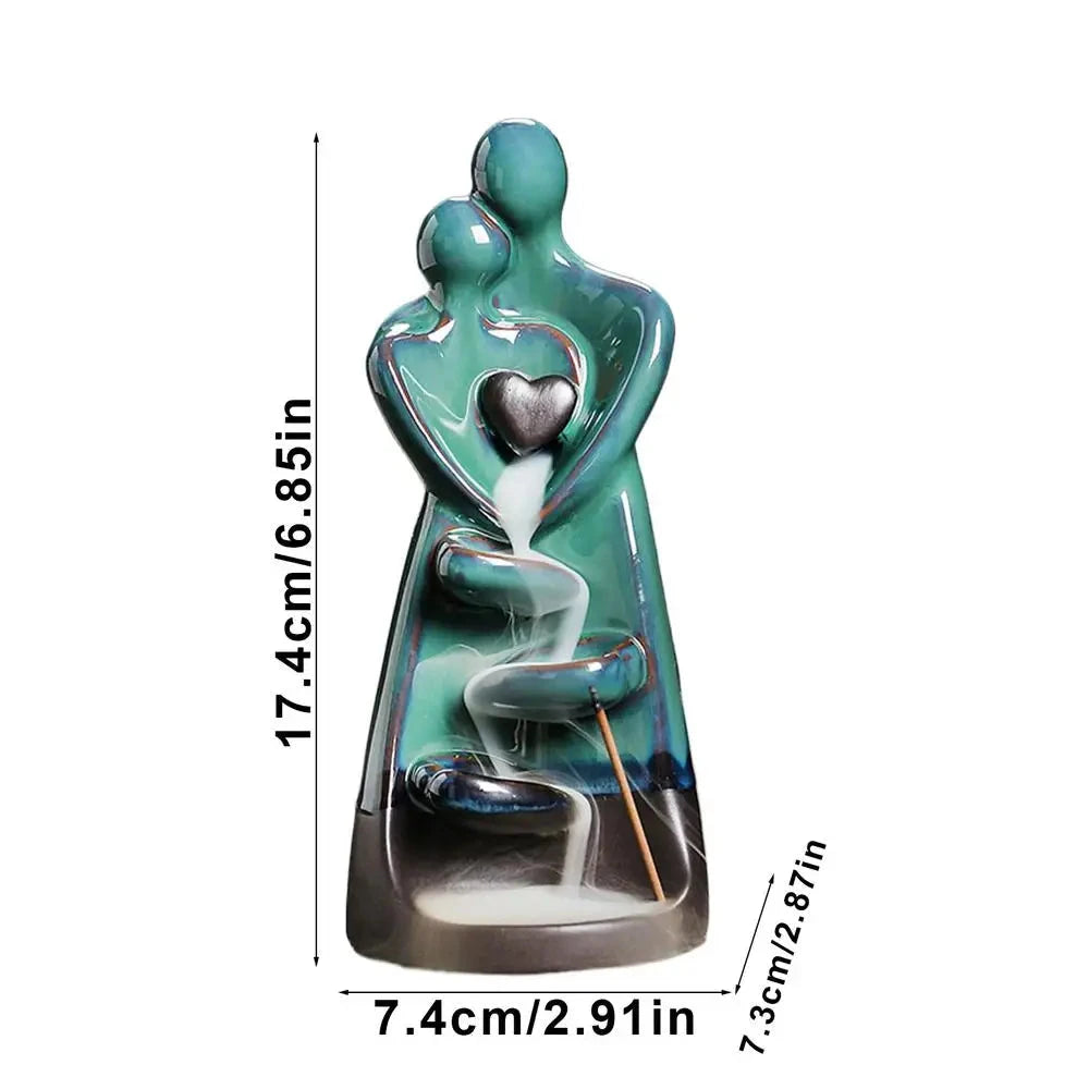 Lover Couple Ceramic Sandalwood Backflow Incense Burner Home Decor Waterfall Incense Burner Valentine's Day Gift - AMULET RING STORE
