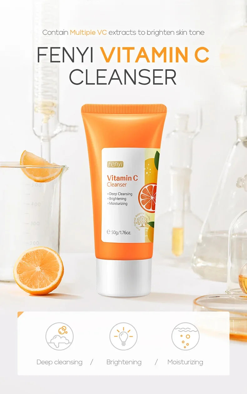 Vitamin C Facial Cleanser Skin Cleansing Moisturizing Blackhead Remove Skincare Face Wash Foam Face Cleanser 50g