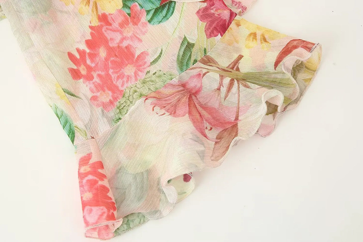 European style new women's fashion versatile temperament flower print layered decorative long sleeve shirt