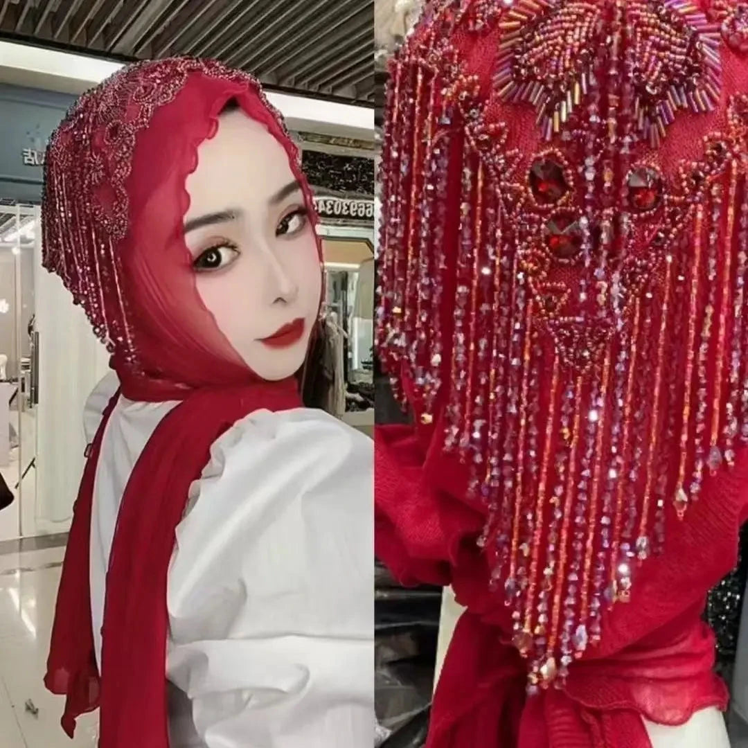Hijab Muslim Women Shawl Headscarf Free Shipping Luxury Tassels Scarf Malaysia Prayer Kufi Islam Saudi Arabia Lace Turban 05406 - AMULET RING STORE