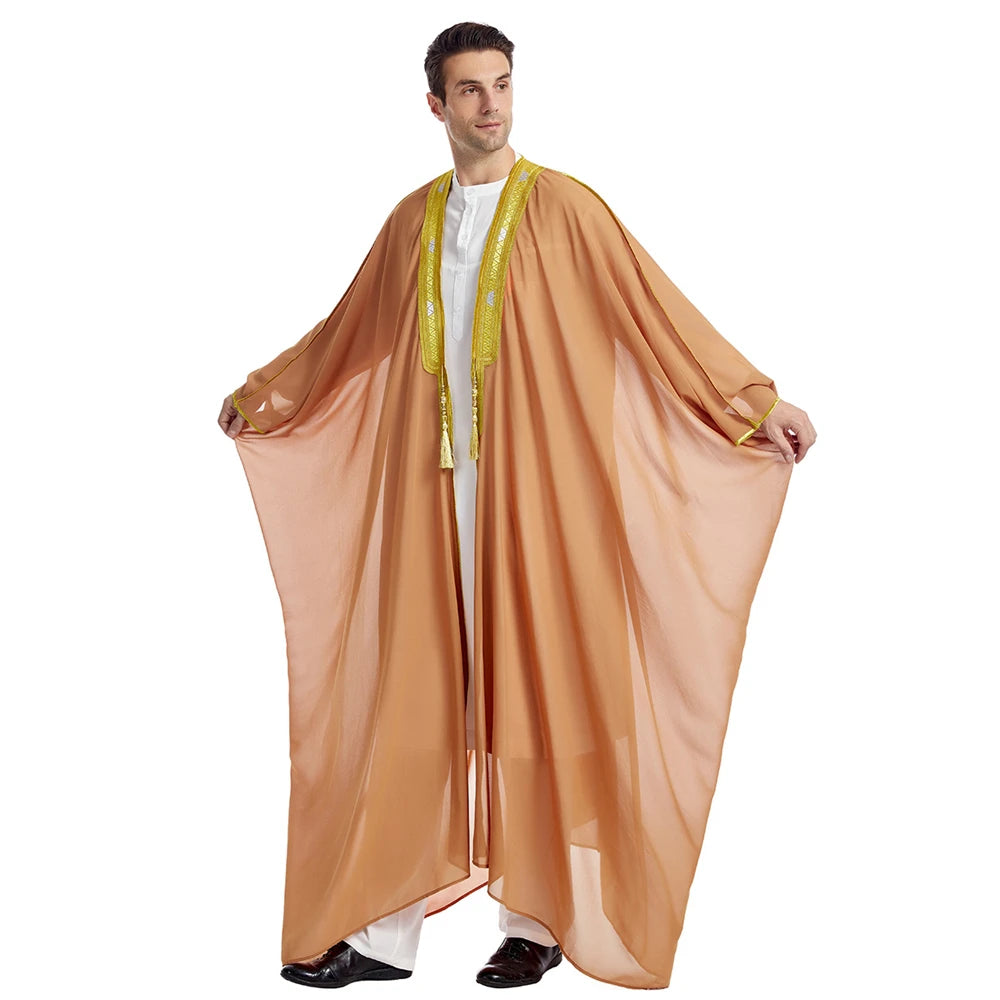 Islam Clothing Men Robe Kaftan Muslim Man Moroccan Casual Long Jubba Thobe Arabic Robe Middle East National Costume Eid Ramadan