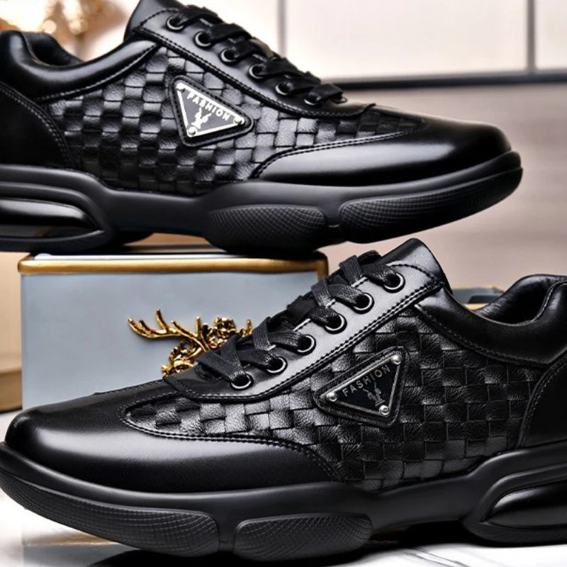 Men's Shoes Original Casual Leather Men Training Wear Resistant Sneakers Outdoor Male Treking Footwear Breathable Lace-up Shoes