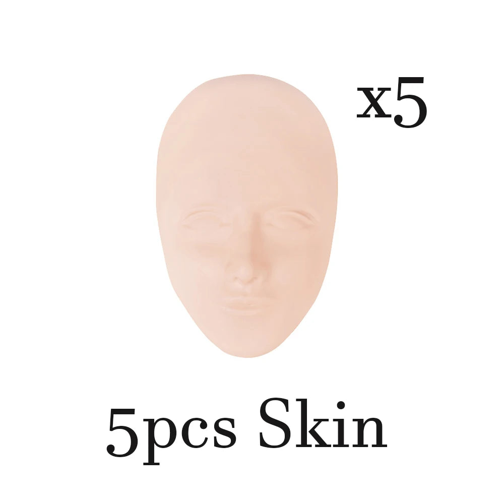2pcs/Set 5D Facial Tattoo Training Head Silicone Practice Permanent Makeup Lip Eyebrow Tattoo Skin Mannequin Doll Face Head